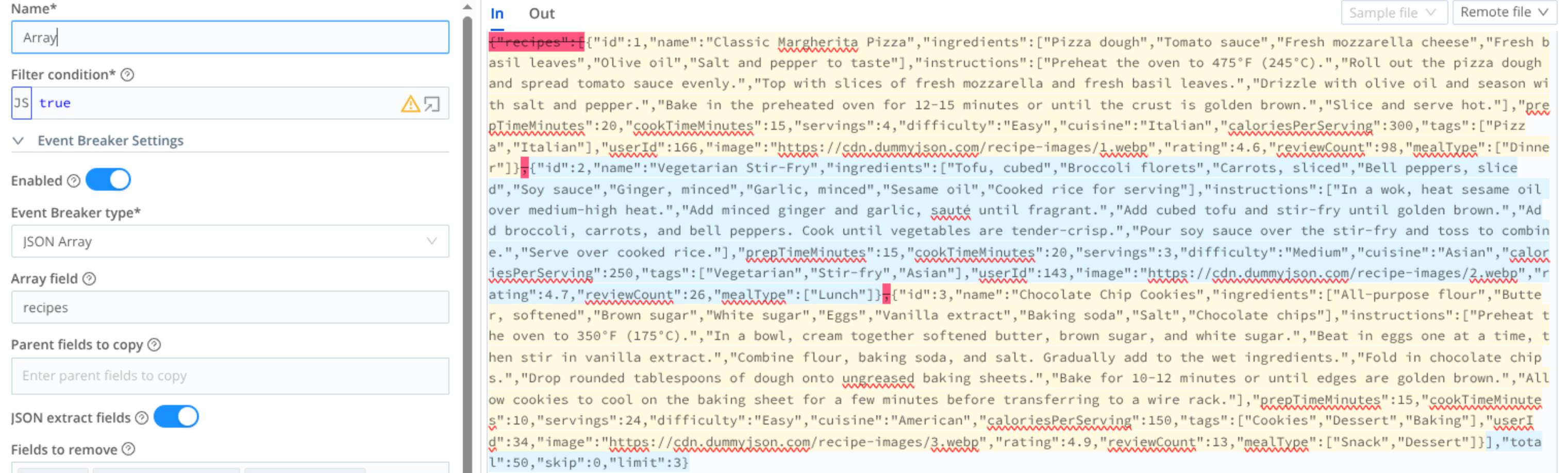 JSON output