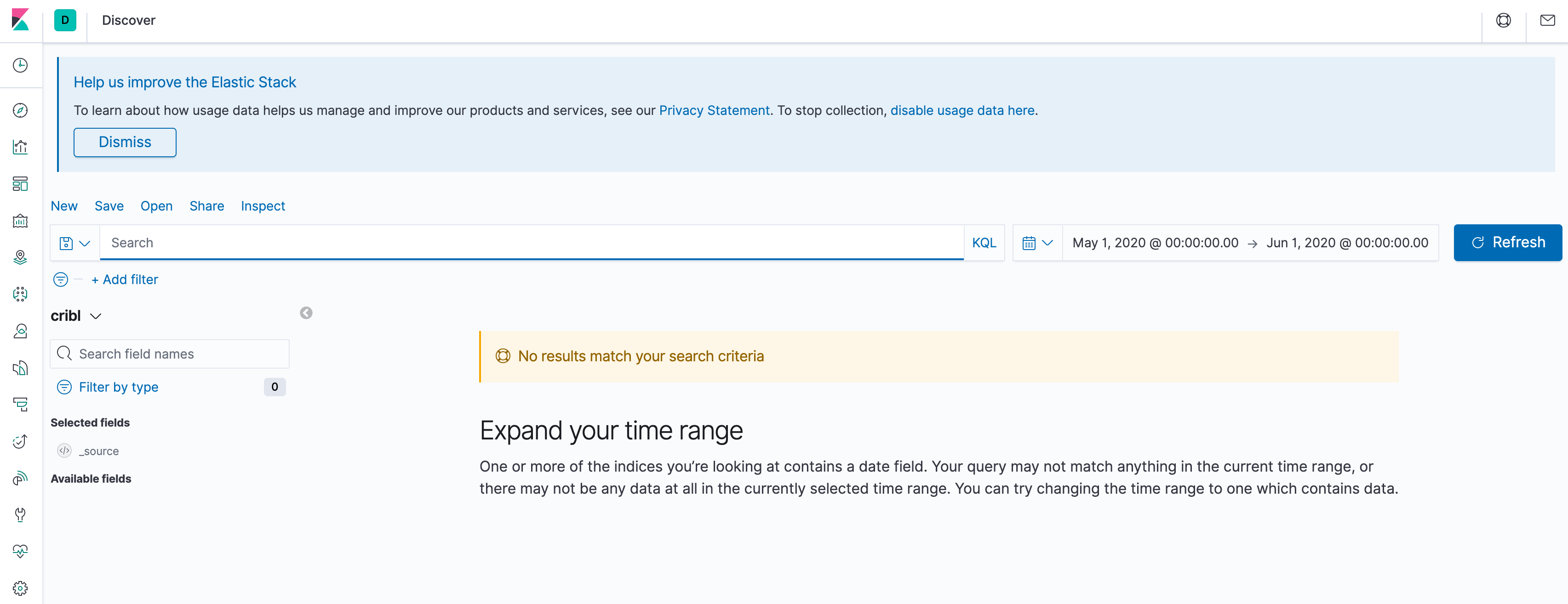 Empty Kibana View