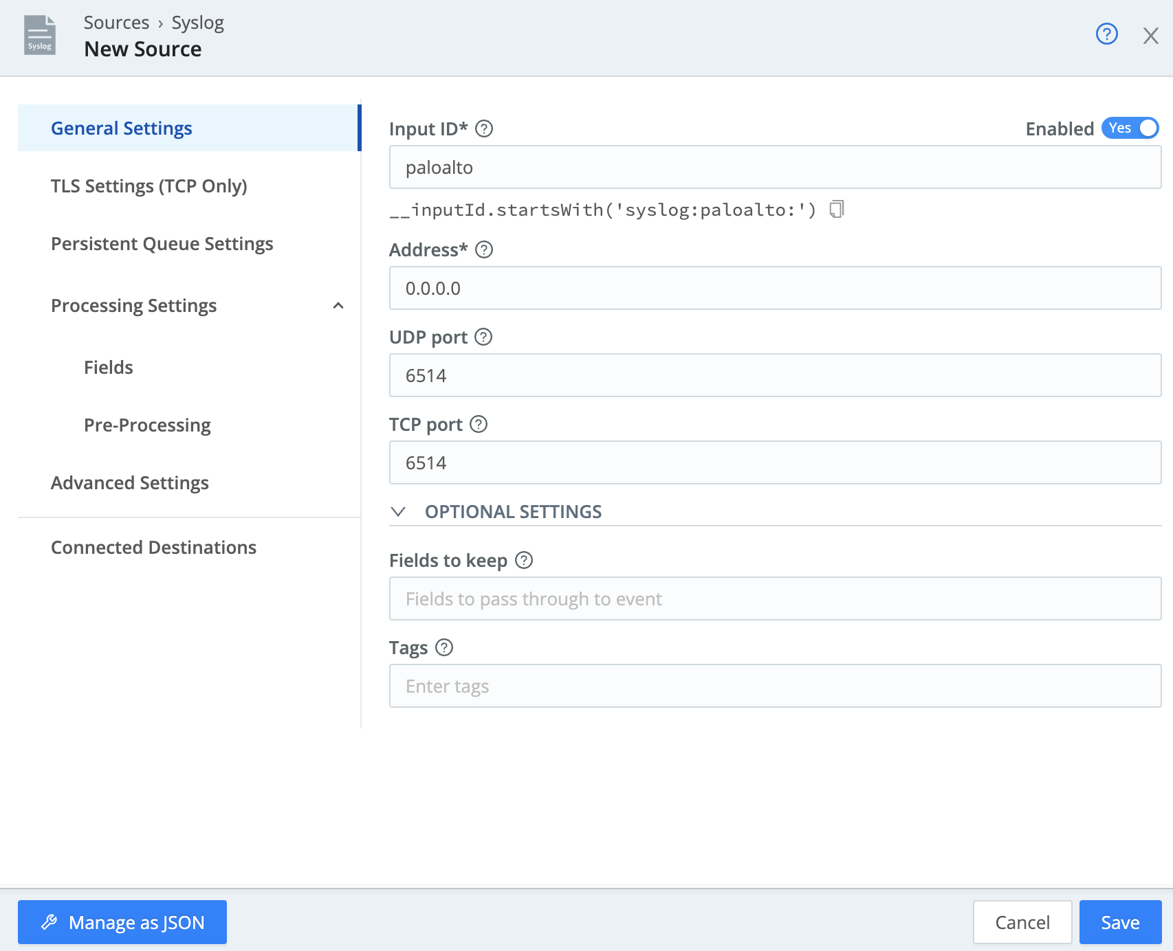 Course Map - Syslog Settings