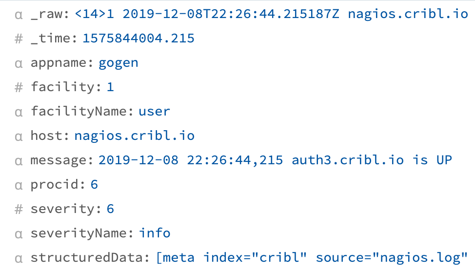 Data shaped for syslog